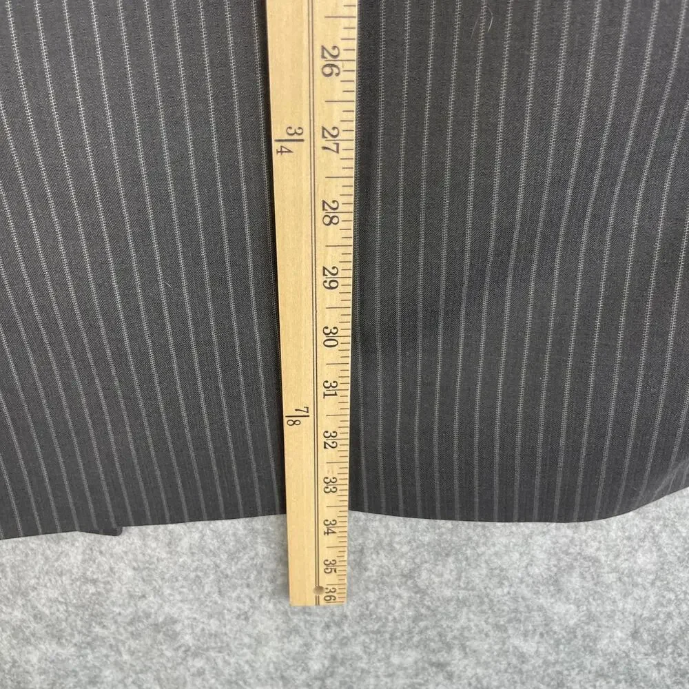 Ralph Lauren Blazer Sport Coat Mens 44L Dark‎ Gray Striped Double Breasted Peak